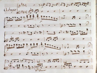 Seite der Partitur der Symphonie von Der Türke in Italien von Gioacchino Rossini