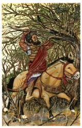 Darstellung von Absalom, dem Sohn Davids, im Wald von Ephraim, sein Haar verfängt sich in den Zweigen einer Eiche