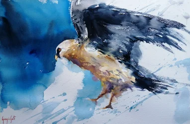 Dynamischer Aquarellvogel
