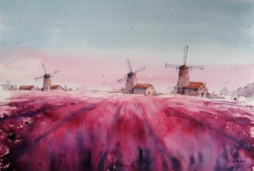 Lavendel-Windmühlenlandschaft