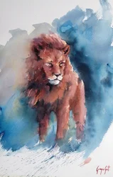 Majestätischer Aquarelllöwe