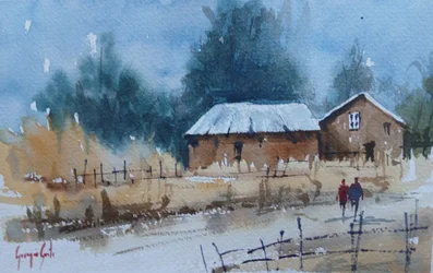 Winterweg zu den Hütten