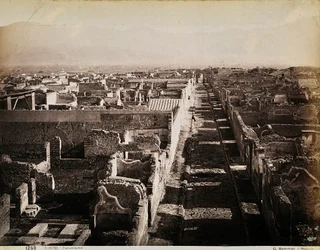 Luftaufnahme der archäologischen Stätte von Pompeji