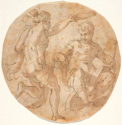 Florentia krönt Cosimo I. auf Wolken thronend