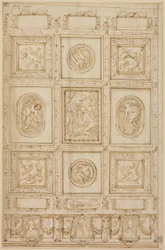 Studie für eine Deckendekoration, mit Rebekka und Eliezer am Brunnen (recto); Studie für eine Deckendekoration (verso)