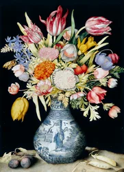 Chinesische Porzellanvase mit Blumen