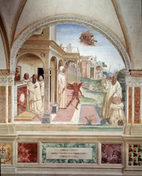 Benedikt befreit einen Mönch, der von einem Dämon besessen ist (Detail)