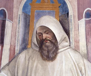 Der heilige Benedikt gibt den Olivetanermönchen die Regel (Detail)