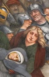Zentrales Kirchenschiff, zweiter südlicher Spann, Jesus fällt unter dem Kreuz, Il Pordenone