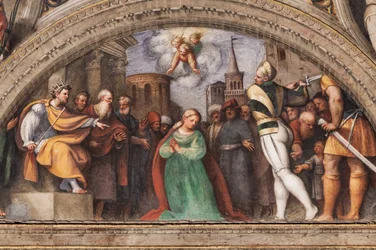 Lunette, die die Enthauptung der hl. Katharina darstellt