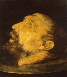 Der Kopf von Johannes dem Täufer auf einem Plateau