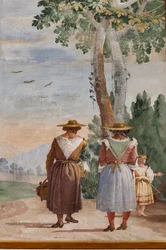 Gästeunterkünfte, Raum der ländlichen Szenen: "Landschaft mit Bauern" (Detail)