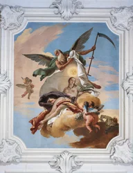 Zeit jagt Neid und entdeckt Wahrheit, von Giovanni Battista Tiepolo (1696-1770), Fresko, Villa Loschi-Zileri, Biron, Monteviale, Italien