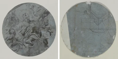 Apotheose eines Heiligen (recto); Architektonische Skizze(?) (verso)