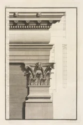 Basis, Kapitell und Gebälk des Pilasters