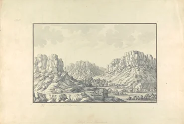 Ansicht von Hügelstädten oder Ruinen in der Nähe von Damaskus