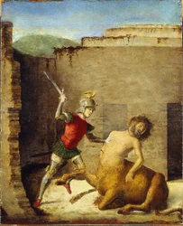 Theseus tötet den Minotaurus - Cima da Conegliano, Giovanni Battista (ca. 1459-1517) - 1505