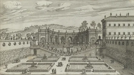 Andere Ansicht in Perspektive des Theaters und Gartens von Mondragone in Frascati, 1691 oder später