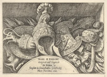 Trophäen römischer Waffen von Dekorationen über den Fenstern im zweiten Stock, 1658