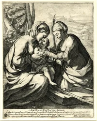 Die mystische Hochzeit der heiligen Katharina, an deren Finger Christus den Ring steckt; nach Correggio