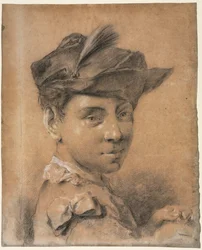 Kopf eines jungen Mannes mit Hut, vor 1735