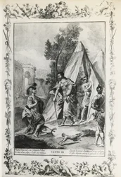 Das befreite Jerusalem, Gesang III, Illustration von Giovanni Battista Piazzetta (1683-1754) zu dem Gedicht von Torquato Tasso (1544-1595), 1745 in Venedig veröffentlichte Ausgabe, Italien
