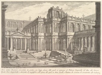 Antikes römisches Forum, umgeben von Portiken, mit Loggien, von denen einige kommunizieren w..., ca. 1750