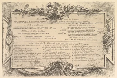 Inschrift auf der Seite der Brücke von Rimino, ca. 1748.