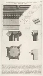 Gesims und Säule vom Tempel der Fortuna Virilis, aus ..., 1756