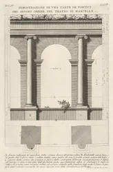 Aufriss und Plan des Portikus zweiter Ordnung am Theater von Marcellus