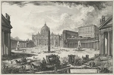 Ansicht des Petersplatzes mit dem Petersdom in der Vatikanstadt