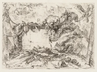 Groteschi: Ruinen mit Schädeln und einer rauchenden Vase