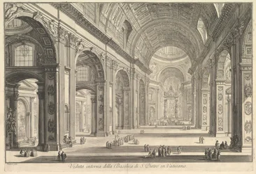 Innenansicht des Petersdoms im Vatikan, aus Vedute di Roma, ca. 1748