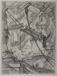 Invenzioni Capric di Carceri; Hind 7, Erster Zustand von drei, ca. 1749