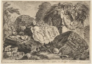 Platte 7: Antiker Altar, auf dem in der Antike Opfer dargebracht wurden, umgeben von anderen, 1743
