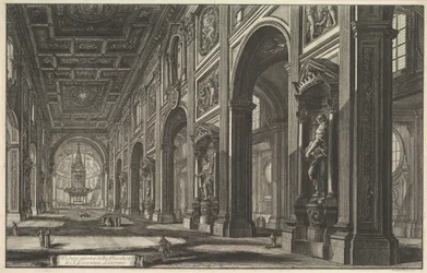 San Giovanni in Laterano, Innenansicht, aus „Vedute di Roma“ (Ansichten von Rom)