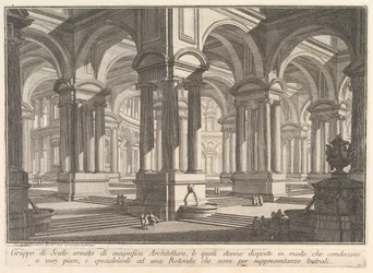 Treppen geschmückt mit prächtiger Architektur . . . Gruppo di Scale ornato di magnif..., ca. 1750