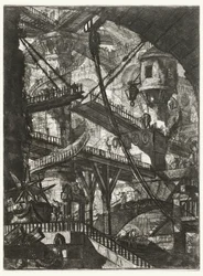 Die Zugbrücke, Platte VII aus der Serie Carceri d
