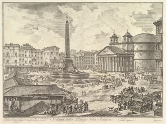 Die Piazza della Rotonda, mit dem Pantheon und Obelisk Veduta della Piazza della Rot..., ca. 1751
