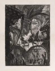 Das rauchende Feuer, Tafel 6 aus Carceri d