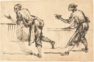 Zwei Arbeiter an Tischen (recto)
