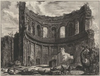 Überreste des sogenannten Apollo-Tempels in der Villa Hadrians nahe Tivoli (aus: Vedute di Roma)