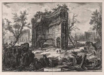 Ansicht der Überreste der Gebäude im zweiten Stock der Thermen des Titus, aus Ansichten von Rom