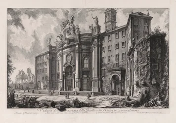 Ansicht der Fassade der Basilika S. Croce in Gerusalemme, aus Vedute di Roma