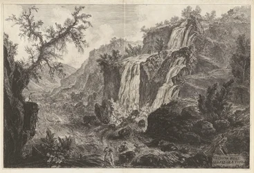 Ansicht der kleinen Wasserfälle in Tivoli, aus Vedute di Roma