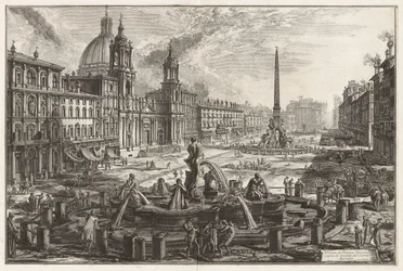 Ansicht der Piazza Navona über den Ruinen des Circus Agonalis, aus Vedute di Roma