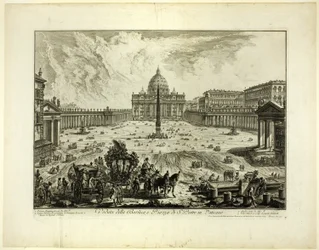 Ansicht der Petersbasilika und des Platzes im Vatikan, aus Ansichten von Rom