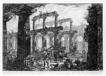 Ansicht der Tempel von Paestum