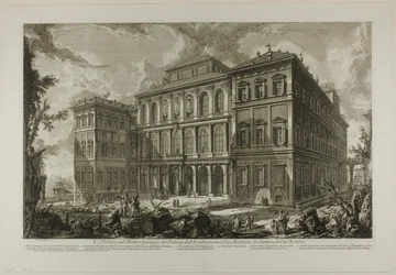 Ansicht des Palastes der berühmten Familie Barberini auf dem Quirinalshügel, entworfen von Cavaliere Bernini, aus Ansichten von Rom