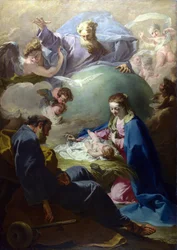 Die Geburt Christi mit Gott dem Vater und dem Heiligen Geist